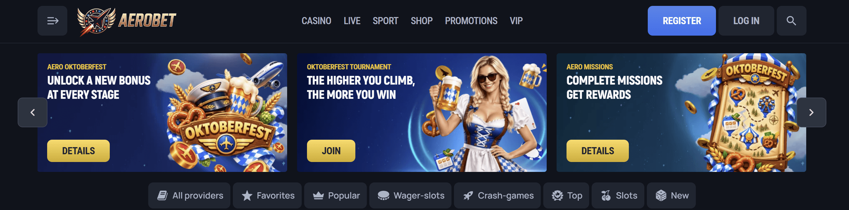 aerobet casino lobby