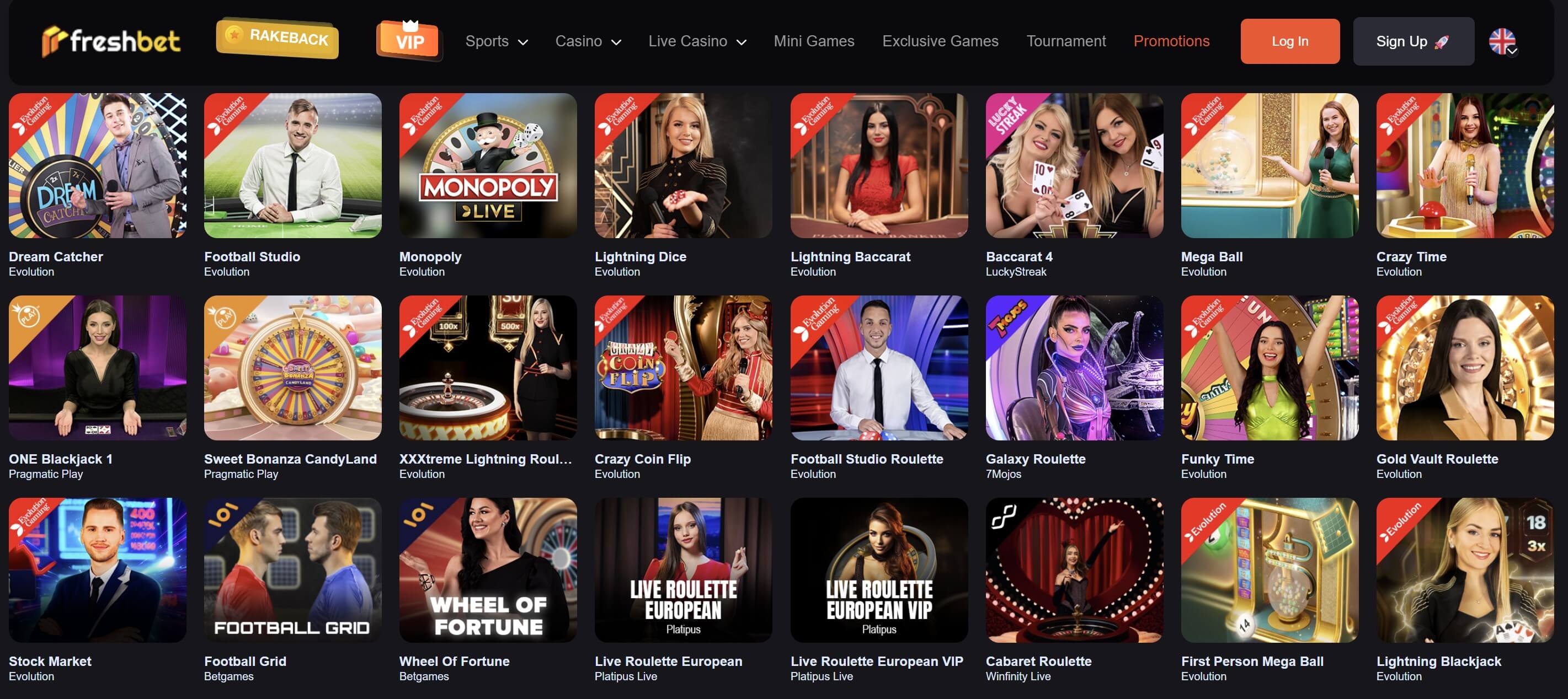 live dealer games at freshbet.com