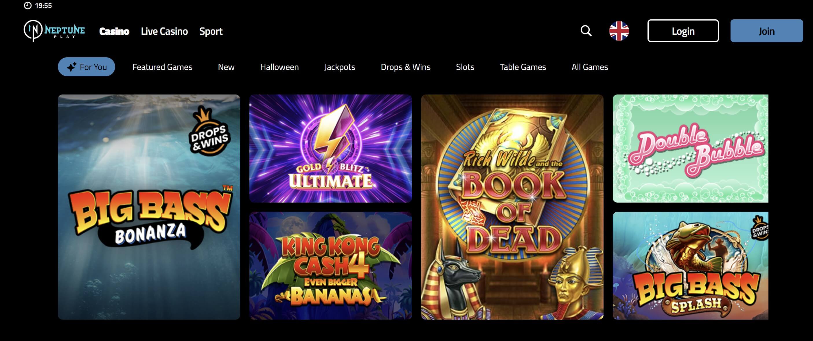 neptune play game lobby and slots