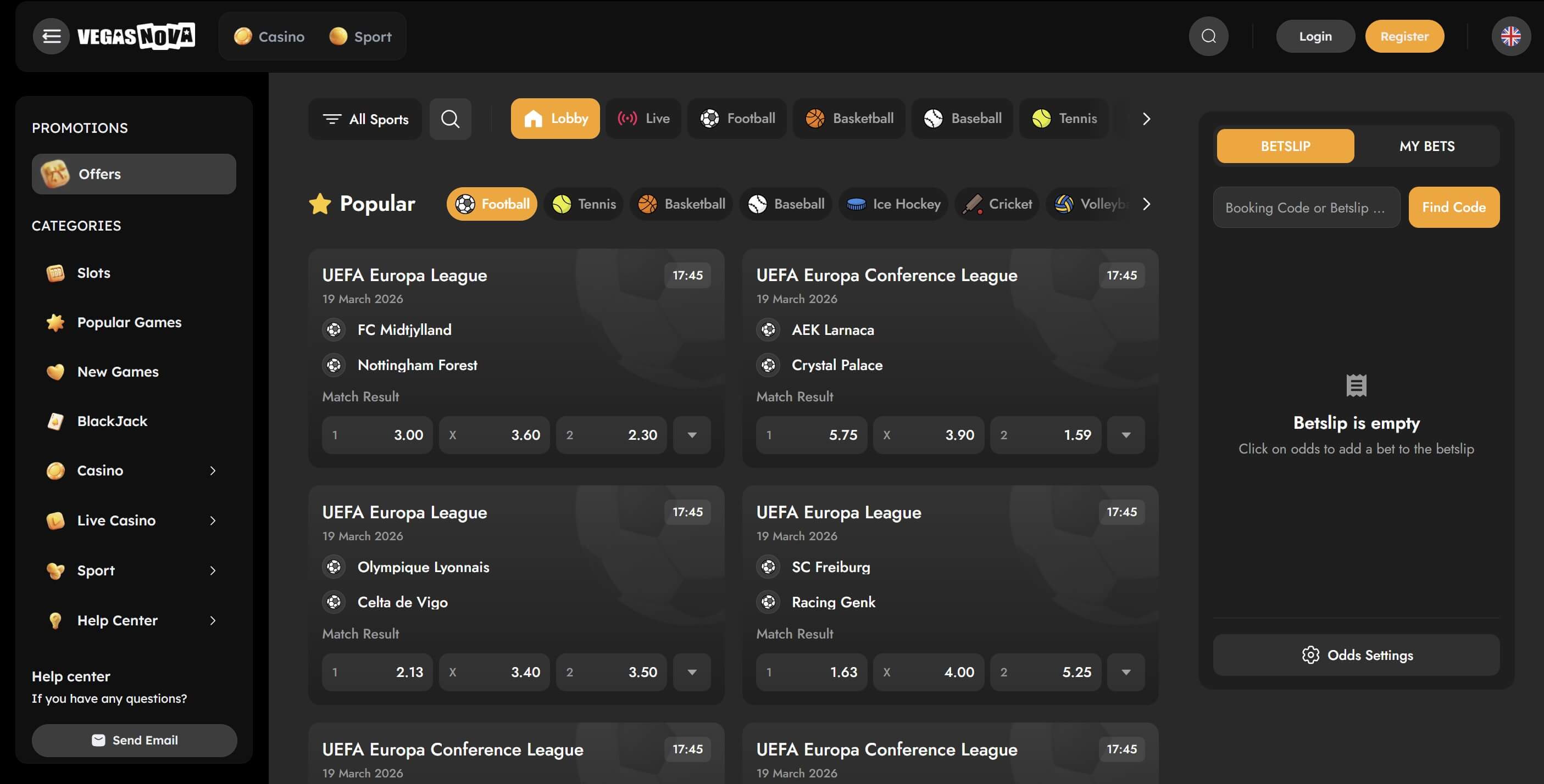 sports betting at vegas nova casino