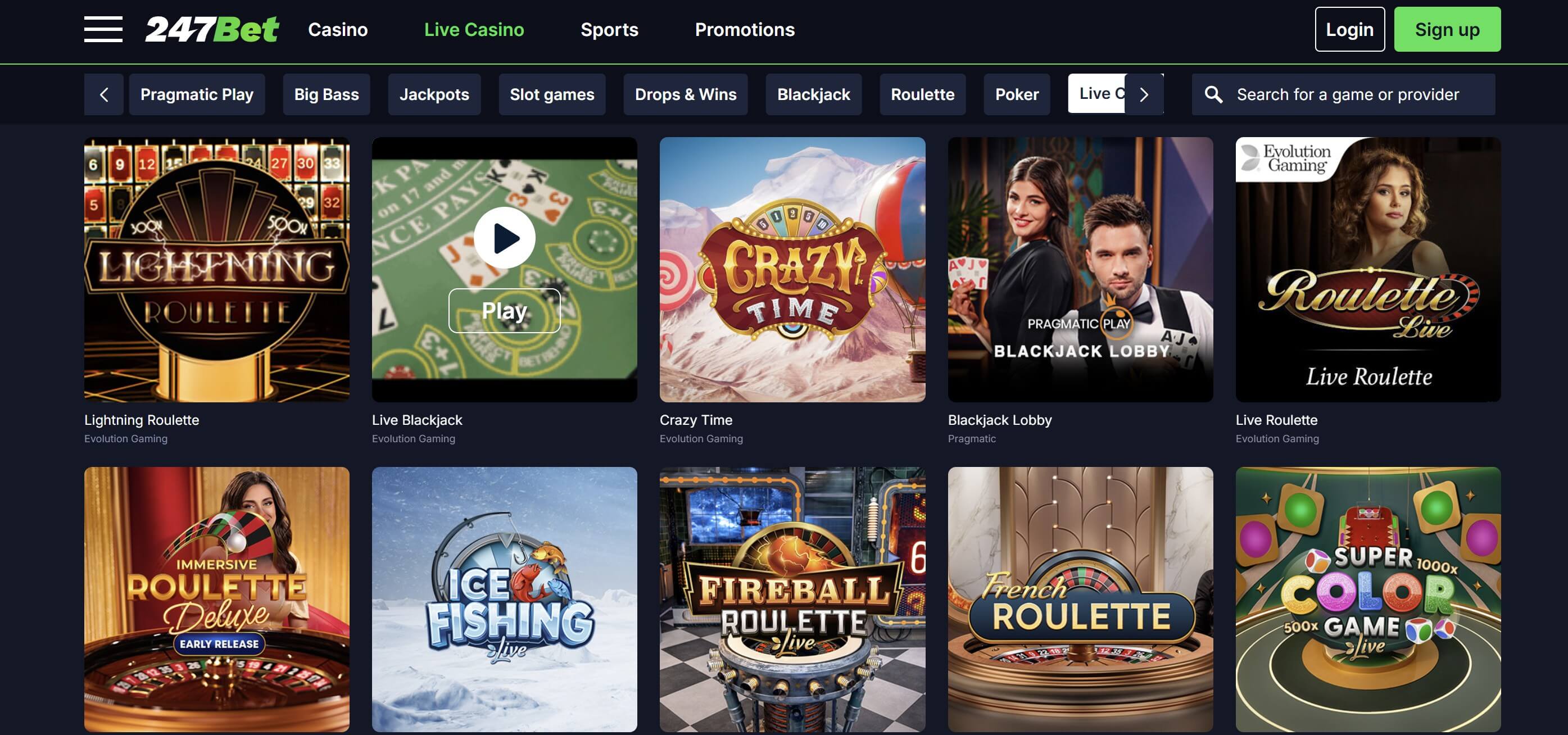 247bet live games