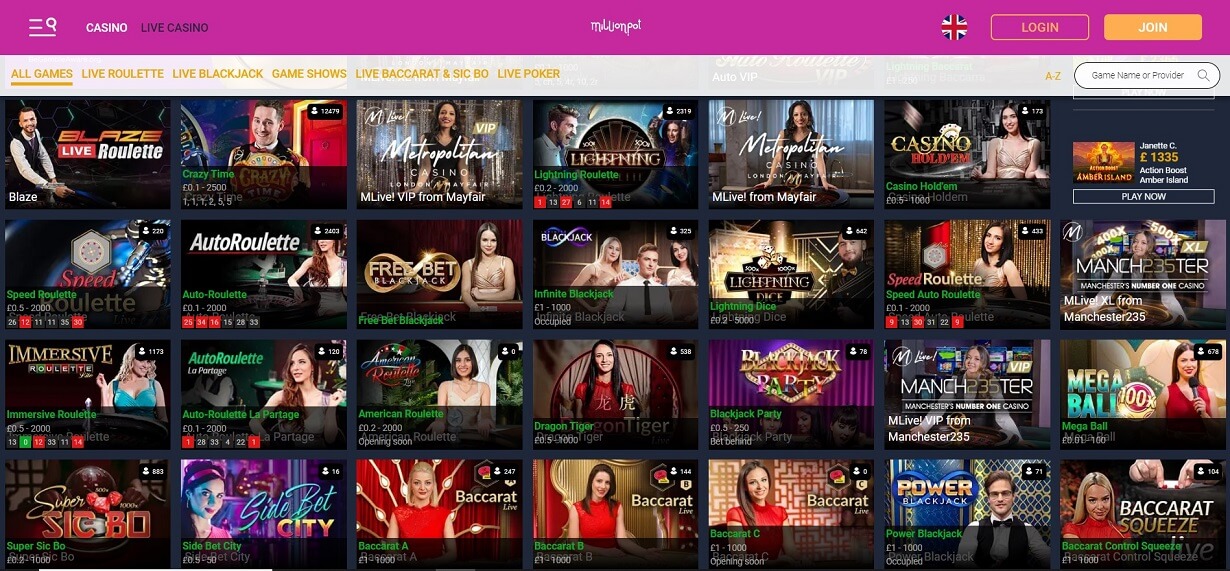 live casino games  millionpot.com