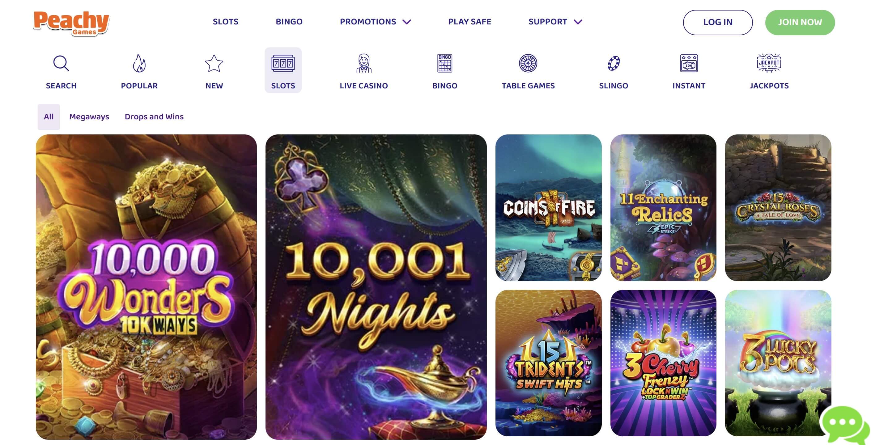 peachy games casino slots new  lobby