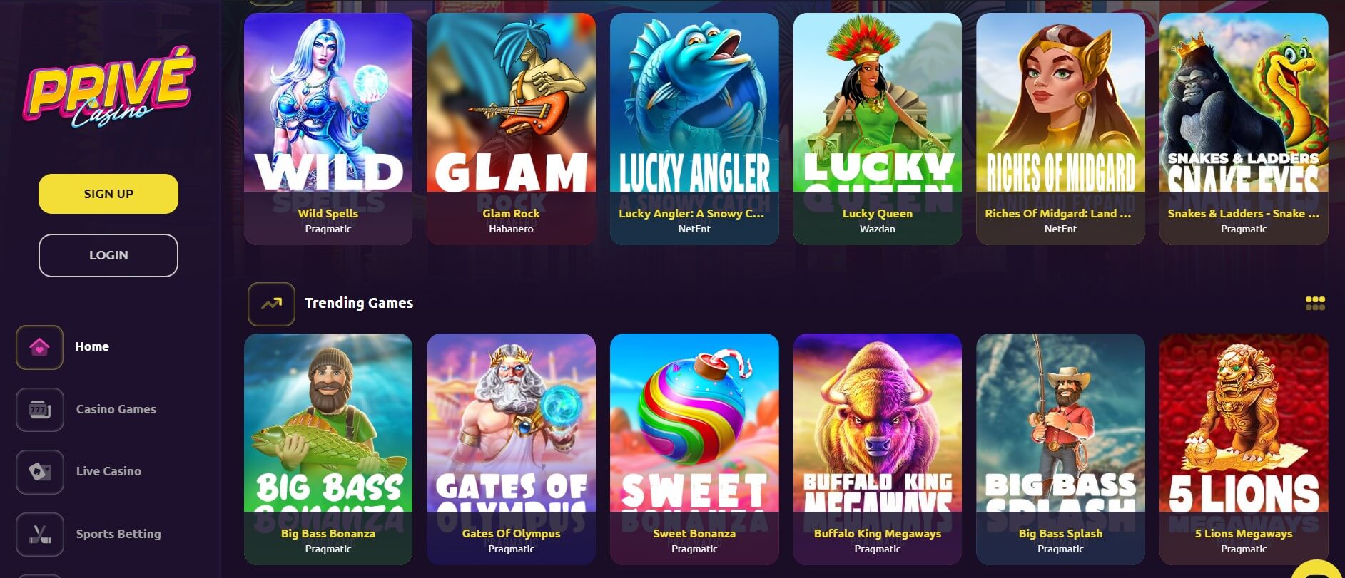 Prive Casino online slots for real money