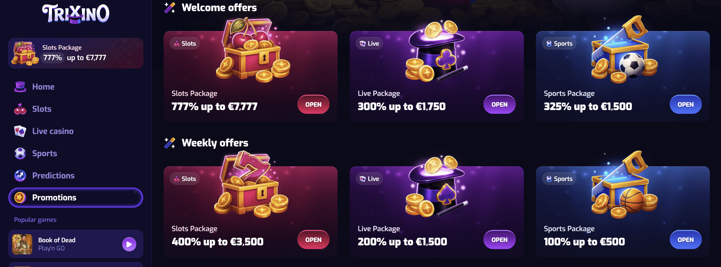 trixino casino welcome bonus
